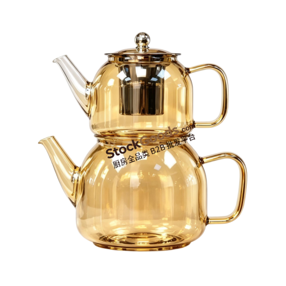 Premium Borosilicate Glass Teapot Set with Stainless Steel Lid, Infuser & Knob, Direct Fire Safe, 4 Colors Available